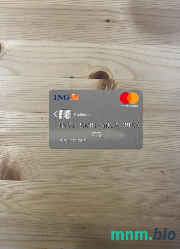 Netherlands ING bank mastercard platinum wygląd fotograficzny skan PSD + zdjęcie